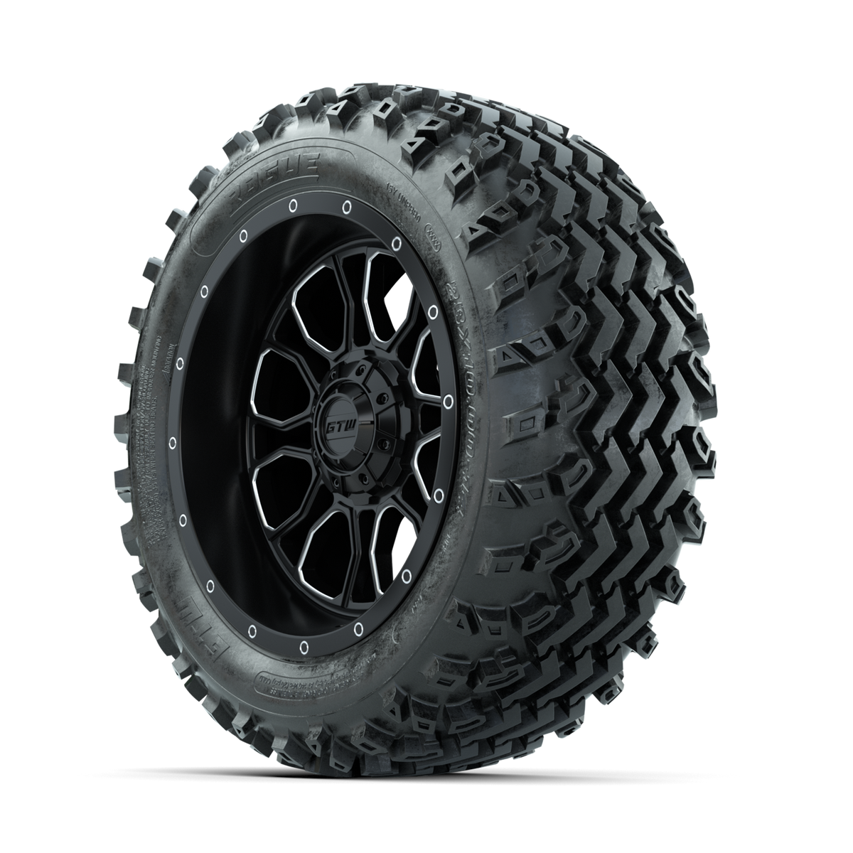 GTW Volt Machined/Black 14 in Wheels with 23x10.00-14 Rogue All Terrain Tires Full Set