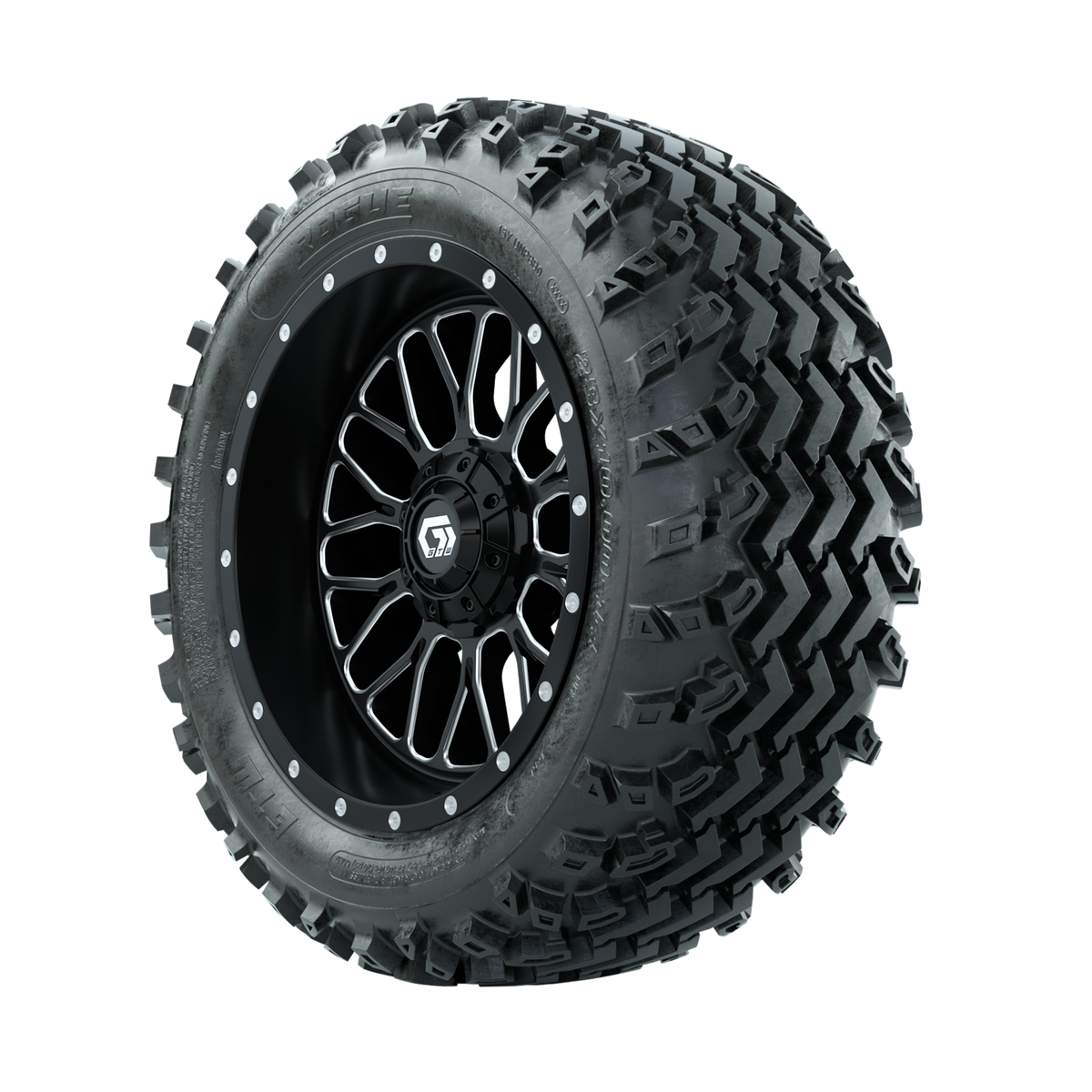 GTW Helix Machined/Black 14 in Wheels with 23x10.00-14 Rogue All Terrain Tires Full Set