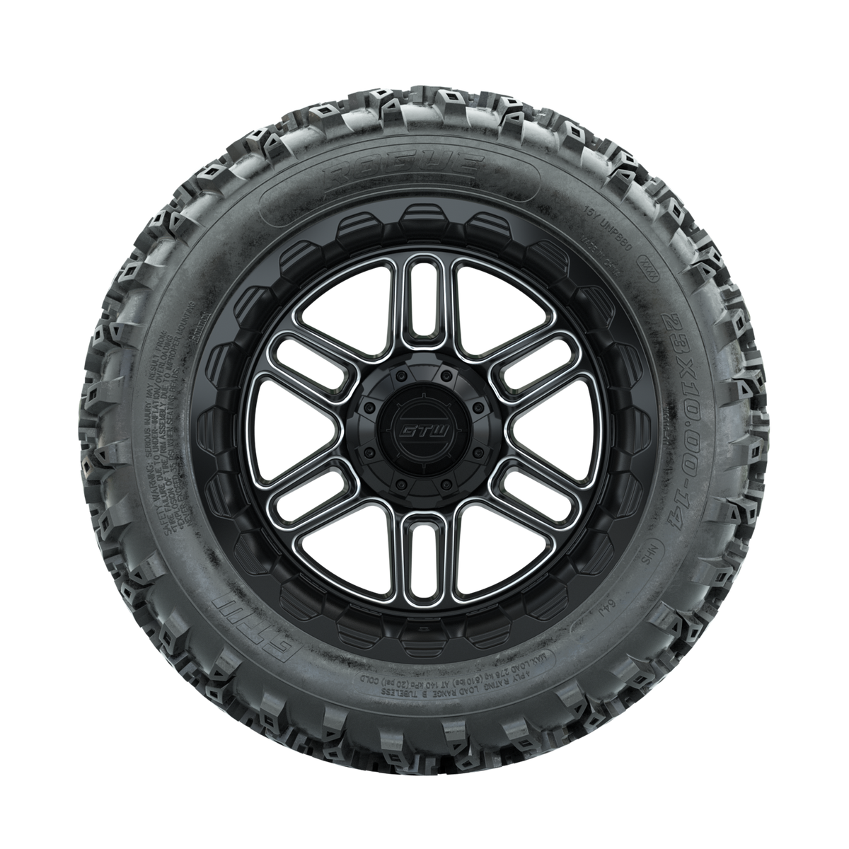 GTW Titan Machined/Black 14 in Wheels with 23x10.00-14 Rogue All Terrain Tires Full Set