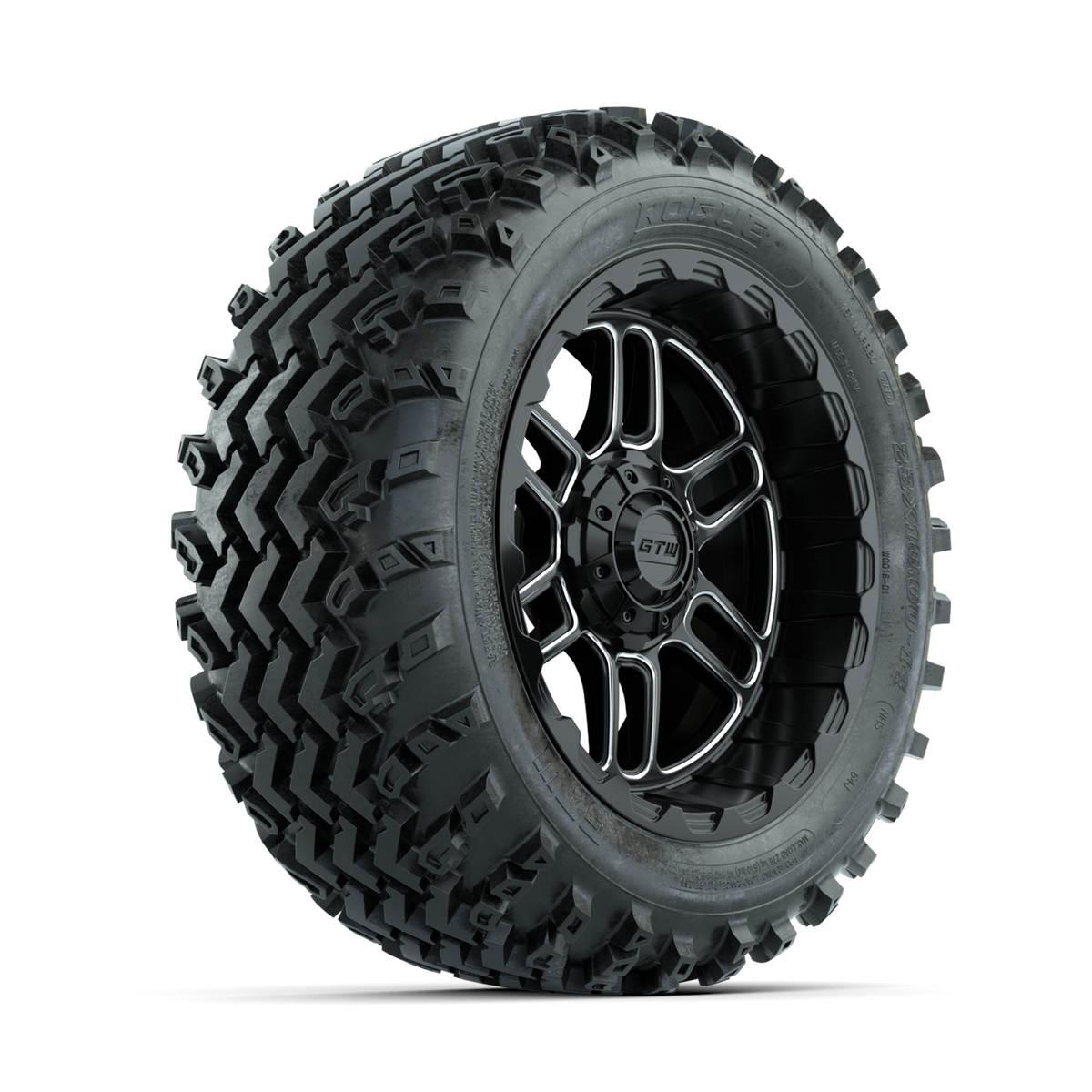 GTW Titan Machined/Black 14 in Wheels with 23x10.00-14 Rogue All Terrain Tires Full Set