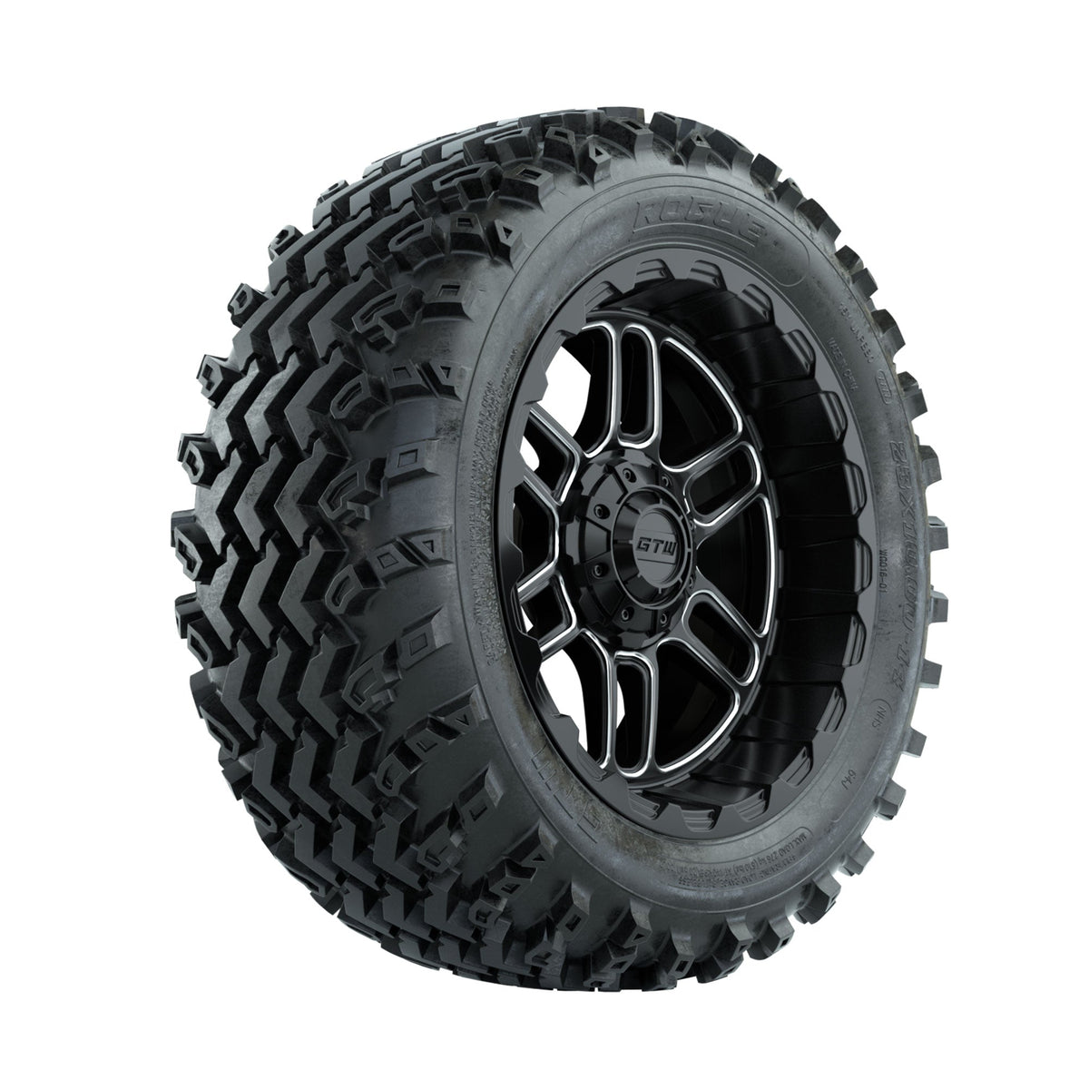 GTW Titan Machined/Black 14 in Wheels with 23x10.00-14 Rogue All Terrain Tires Full Set
