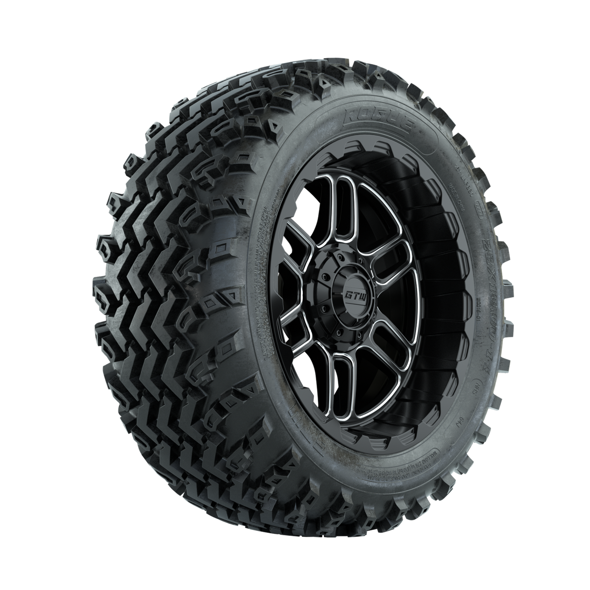 GTW Titan Machined/Black 14 in Wheels with 23x10.00-14 Rogue All Terrain Tires Full Set