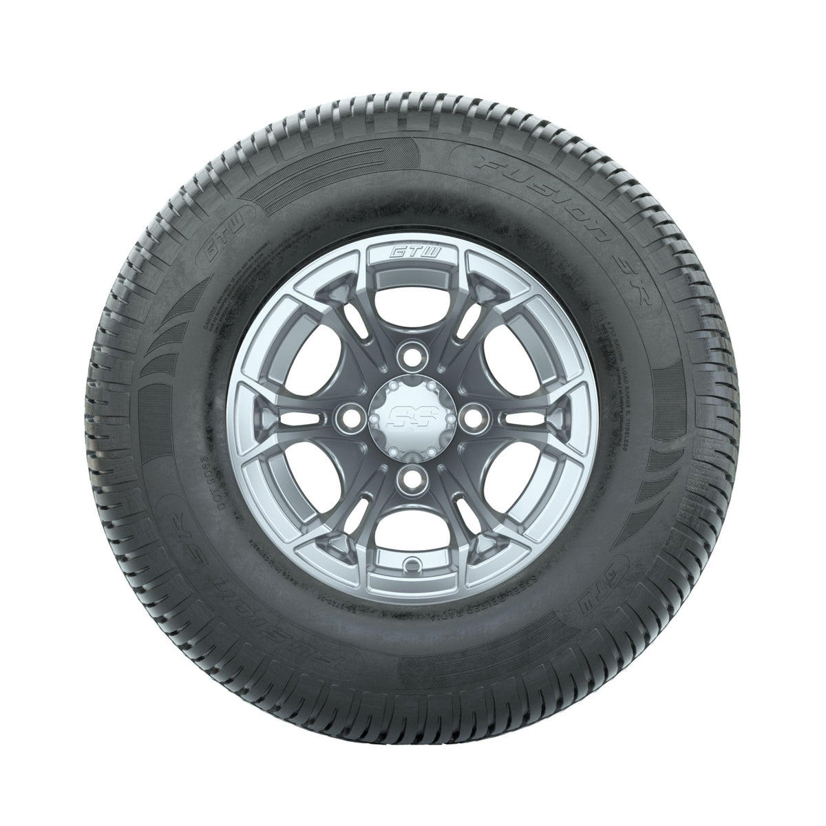 GTW Spyder Silver Brush 10 in Wheels with 205/65-R10 Fusion SR Steel Belted Radial Tires Full Set