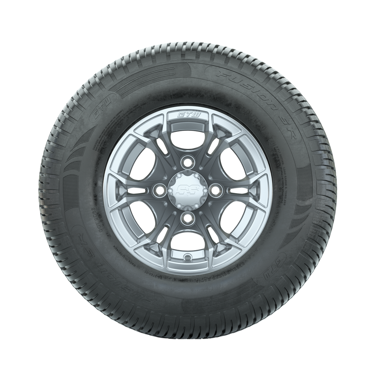 GTW Spyder Silver Brush 10 in Wheels with 205/65-R10 Fusion SR Steel Belted Radial Tires Full Set