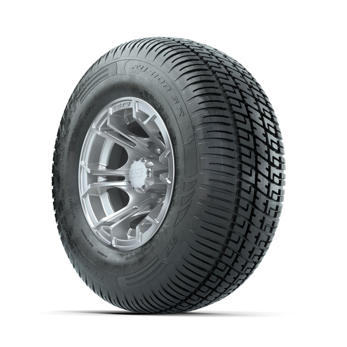 GTW Spyder Silver Brush 10 in Wheels with 205/65-R10 Fusion SR Steel Belted Radial Tires Full Set