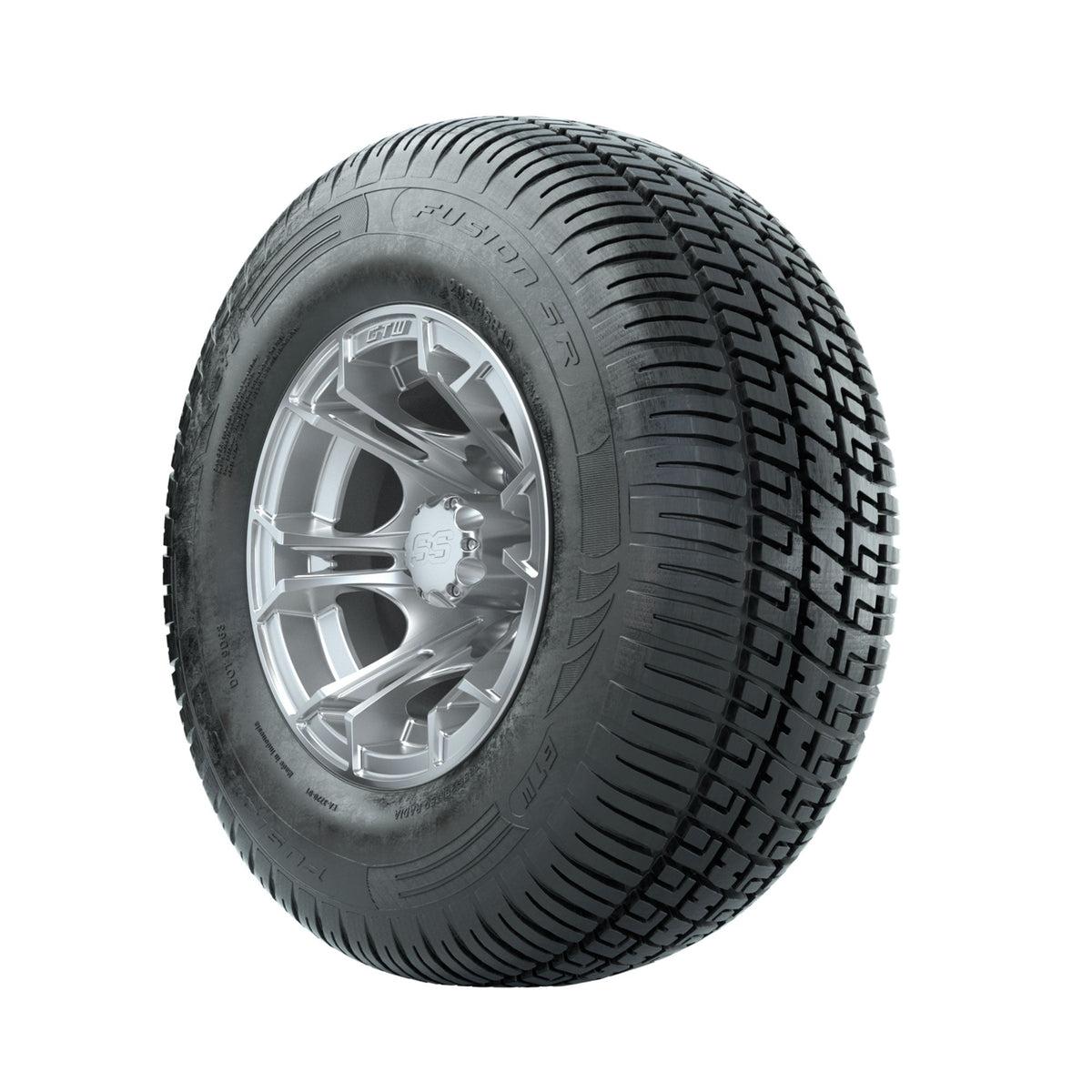 GTW Spyder Silver Brush 10 in Wheels with 205/65-R10 Fusion SR Steel Belted Radial Tires Full Set