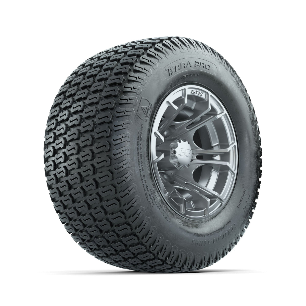 GTW Spyder Silver Brush 10 in Wheels with 20x10-10 Terra Pro S-Tread Traction Tires Full Set