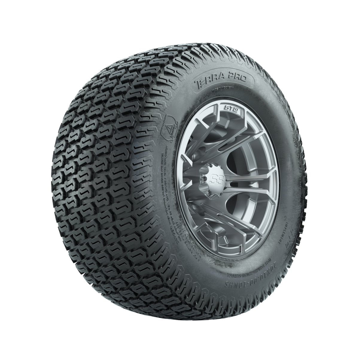 GTW Spyder Silver Brush 10 in Wheels with 20x10-10 Terra Pro S-Tread Traction Tires Full Set