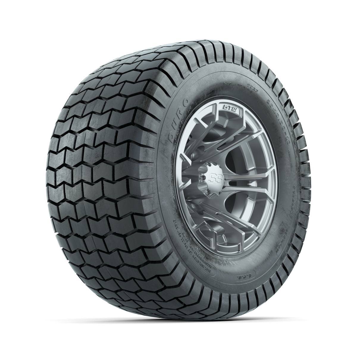 GTW Spyder Silver Brush 10 in Wheels with 20x10-10 Duro Soft Street Tires Full Set