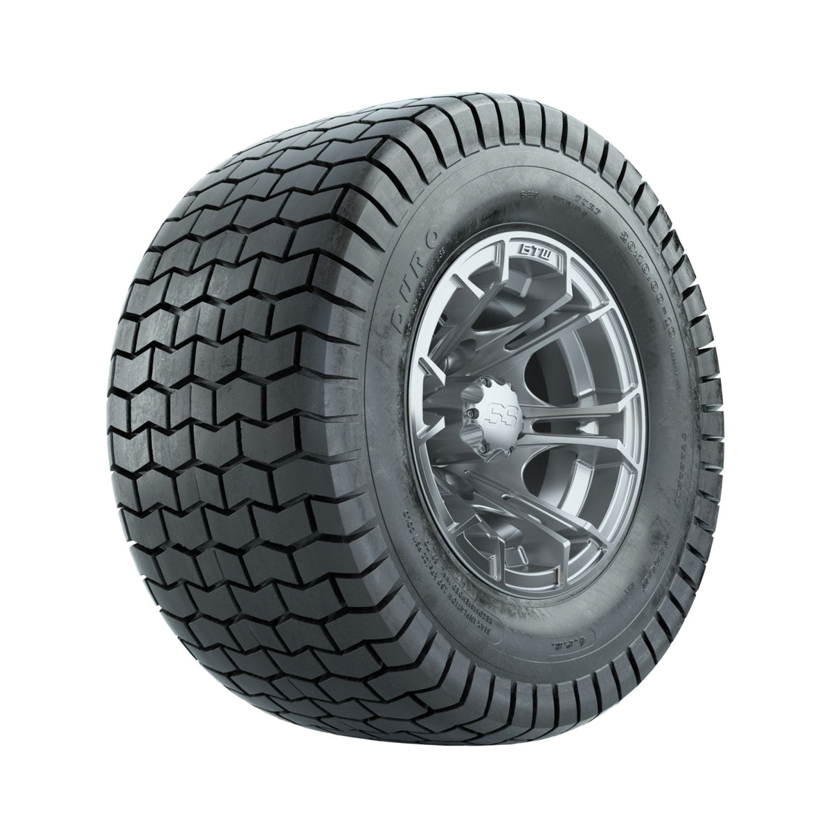 GTW Spyder Silver Brush 10 in Wheels with 20x10-10 Duro Soft Street Tires Full Set