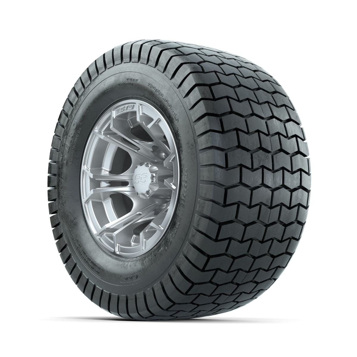 GTW Spyder Silver Brush 10 in Wheels with 20x10-10 Duro Soft Street Tires Full Set