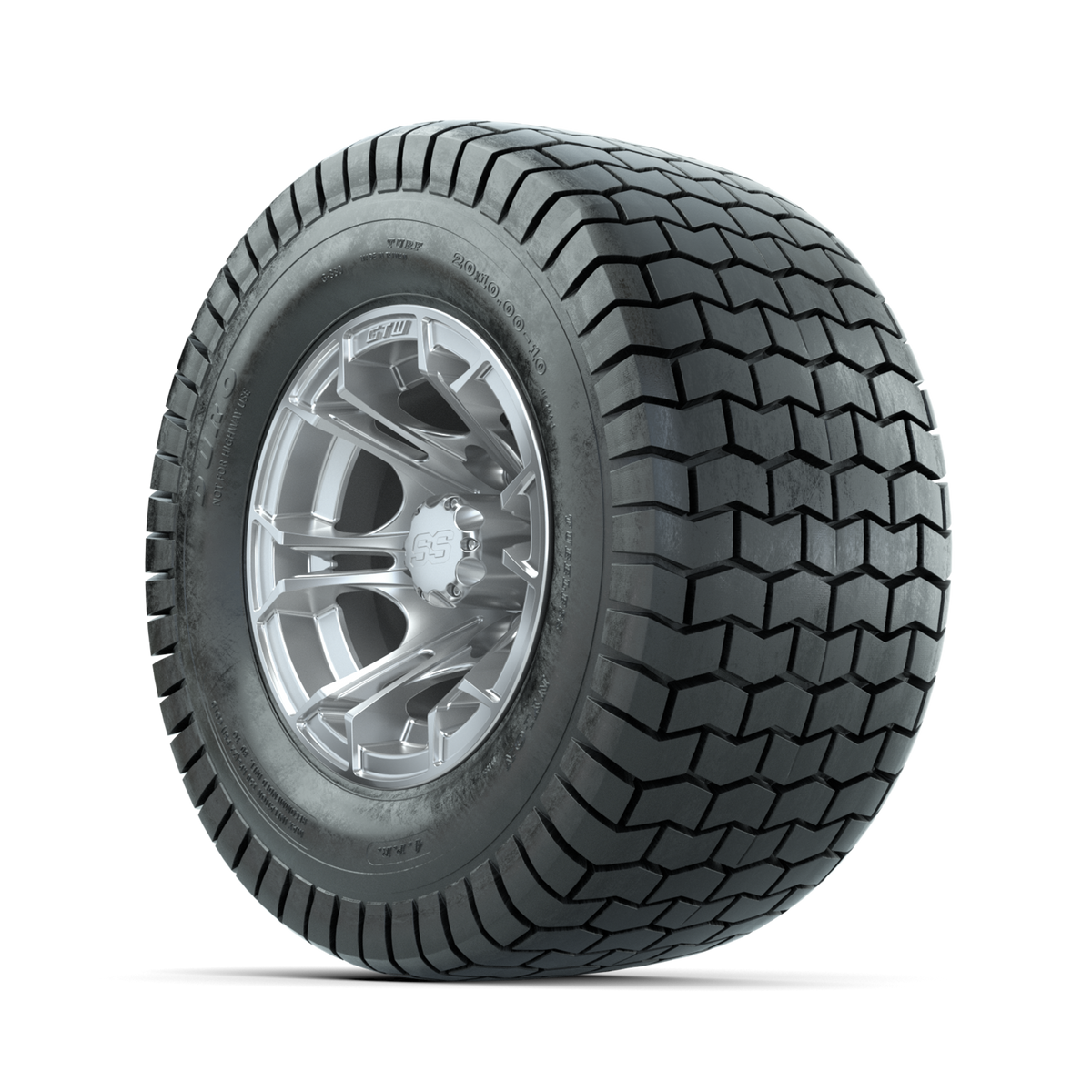 GTW Spyder Silver Brush 10 in Wheels with 20x10-10 Duro Soft Street Tires Full Set