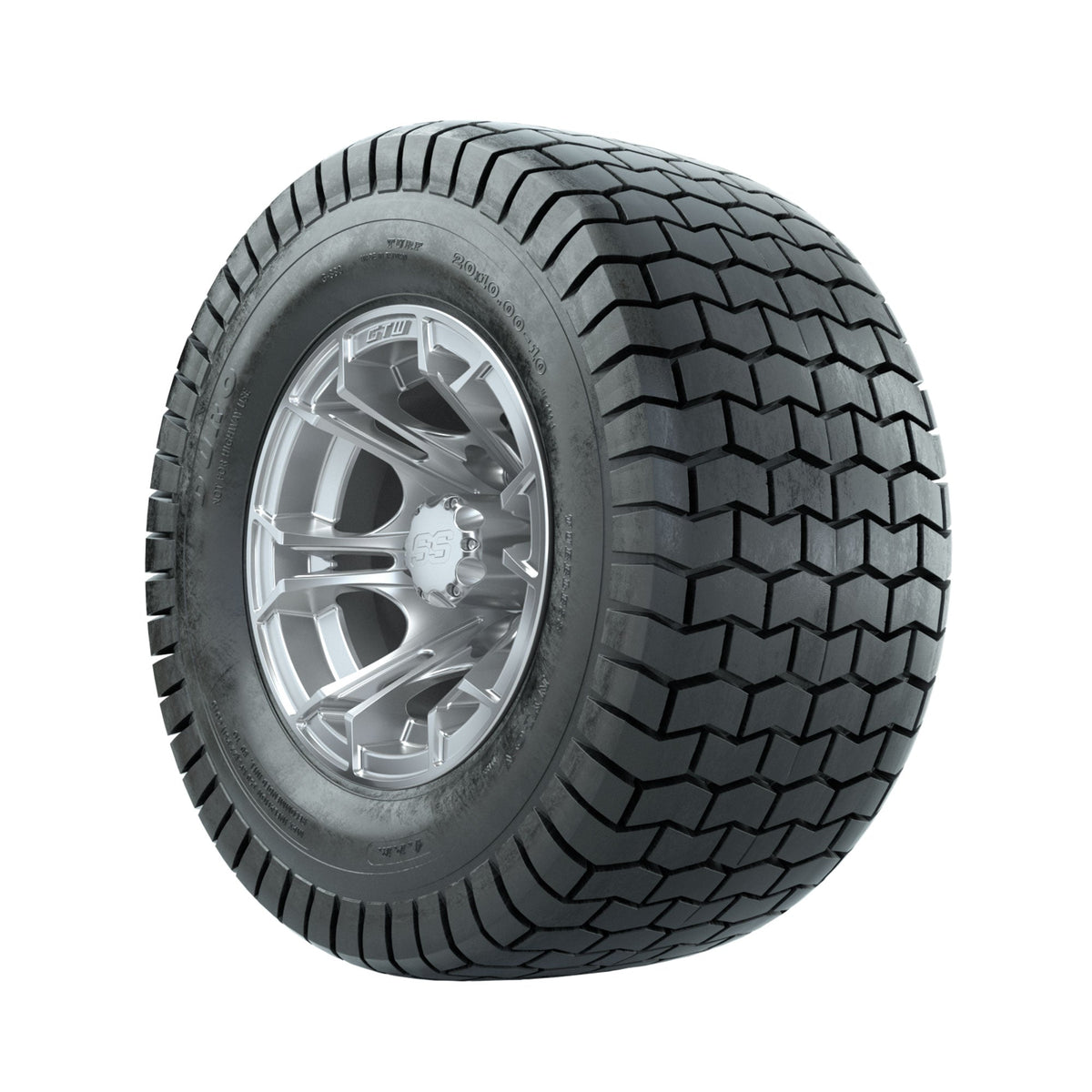 GTW Spyder Silver Brush 10 in Wheels with 20x10-10 Duro Soft Street Tires Full Set