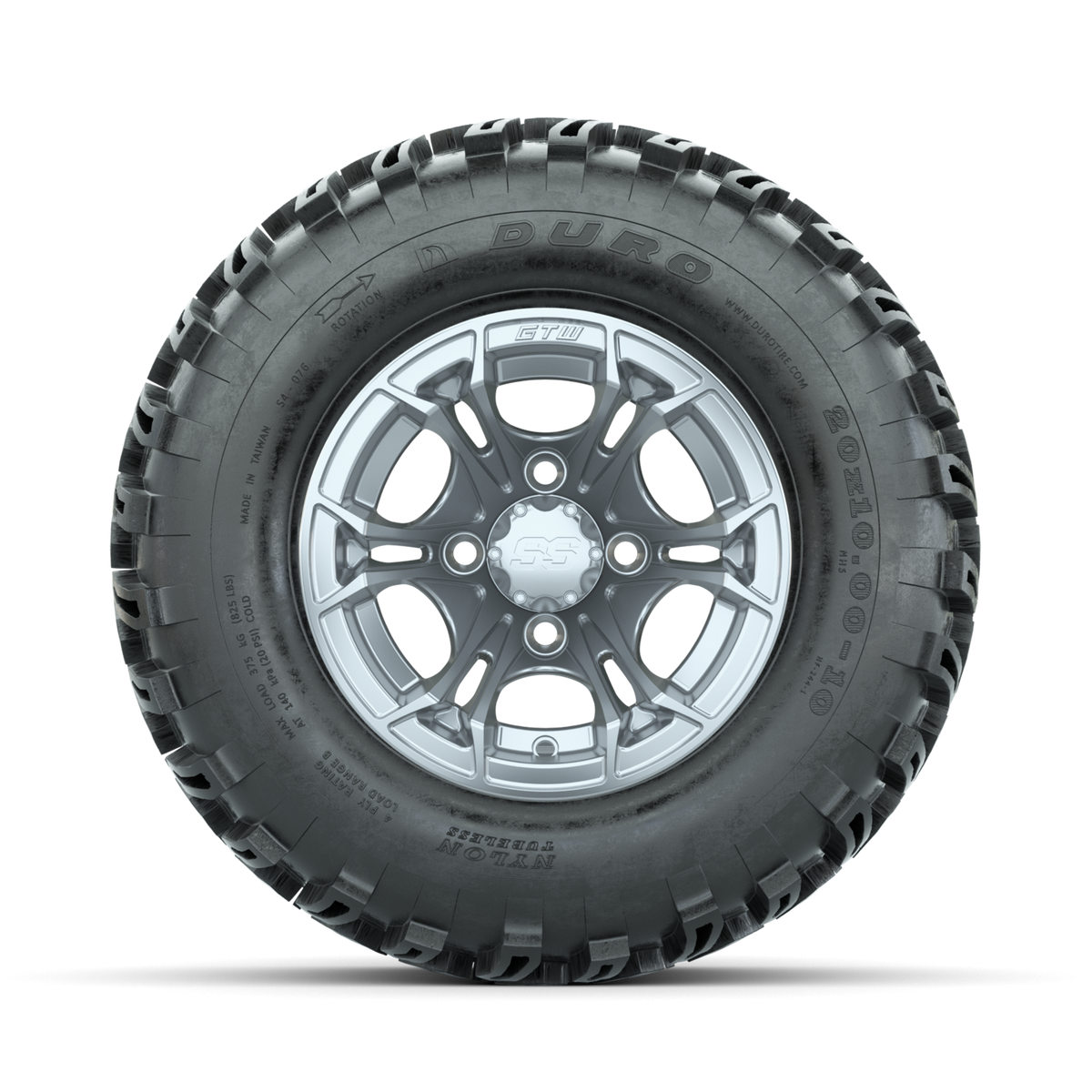 GTW Spyder Silver Brush 10 in Wheels with 20x10-10 Duro Desert All Terrain Tires Full Set
