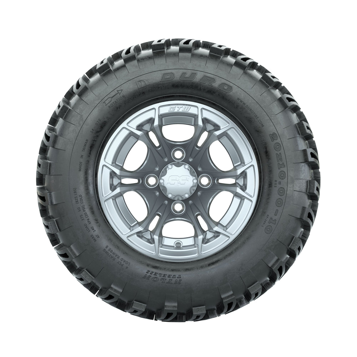 GTW Spyder Silver Brush 10 in Wheels with 20x10-10 Duro Desert All Terrain Tires Full Set