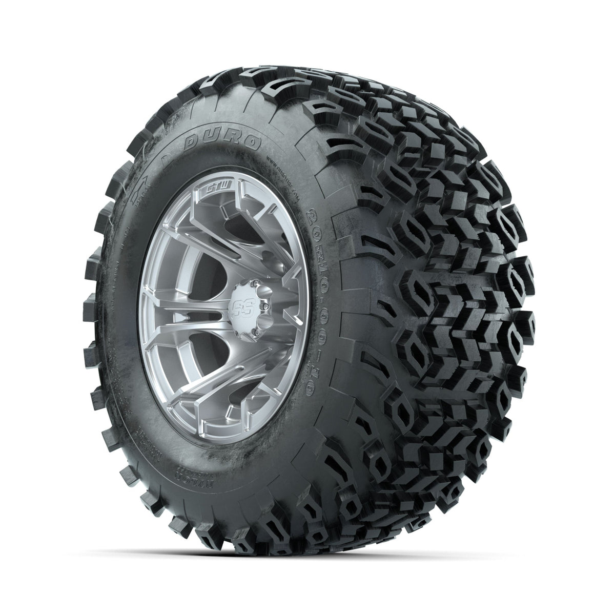 GTW Spyder Silver Brush 10 in Wheels with 20x10-10 Duro Desert All Terrain Tires Full Set