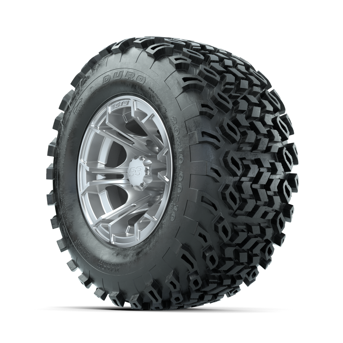 GTW Spyder Silver Brush 10 in Wheels with 20x10-10 Duro Desert All Terrain Tires Full Set