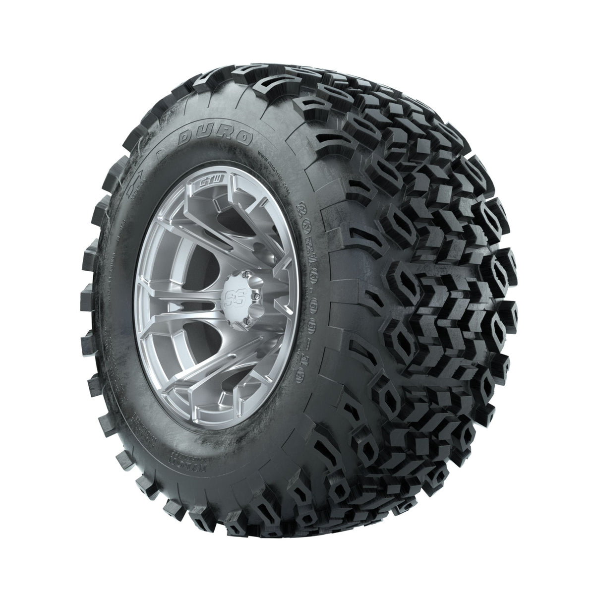 GTW Spyder Silver Brush 10 in Wheels with 20x10-10 Duro Desert All Terrain Tires Full Set