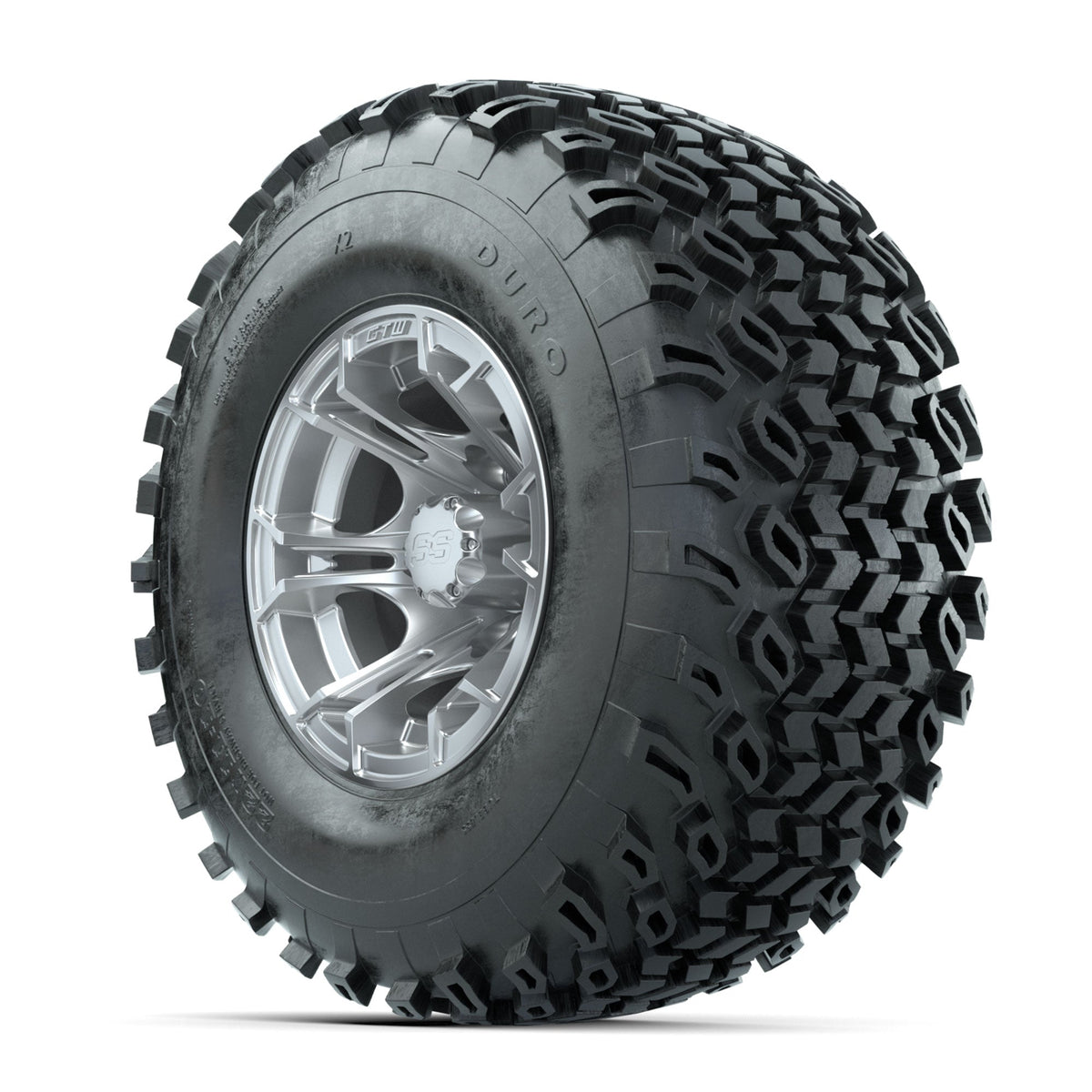 GTW Spyder Silver Brush 10 in Wheels with 22x11-10 Duro Desert All Terrain Tires Full Set