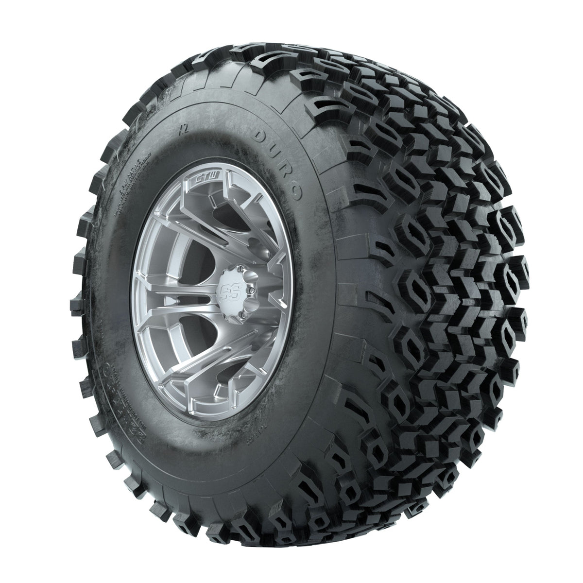 GTW Spyder Silver Brush 10 in Wheels with 22x11-10 Duro Desert All Terrain Tires Full Set
