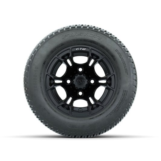 GTW Spyder Matte Black 10 in Wheels with 205/50-10 Fusion Street Tires Full Set