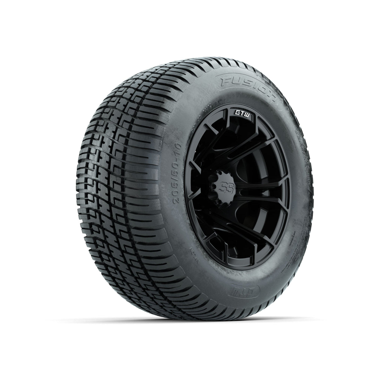GTW Spyder Matte Black 10 in Wheels with 205/50-10 Fusion Street Tires Full Set