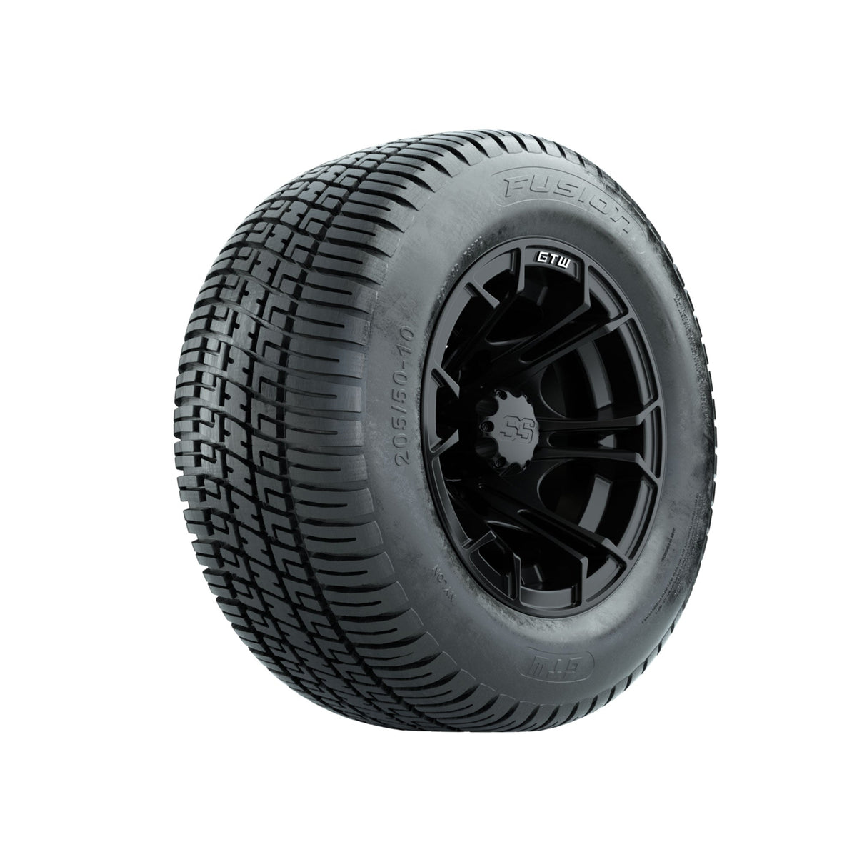 GTW Spyder Matte Black 10 in Wheels with 205/50-10 Fusion Street Tires Full Set