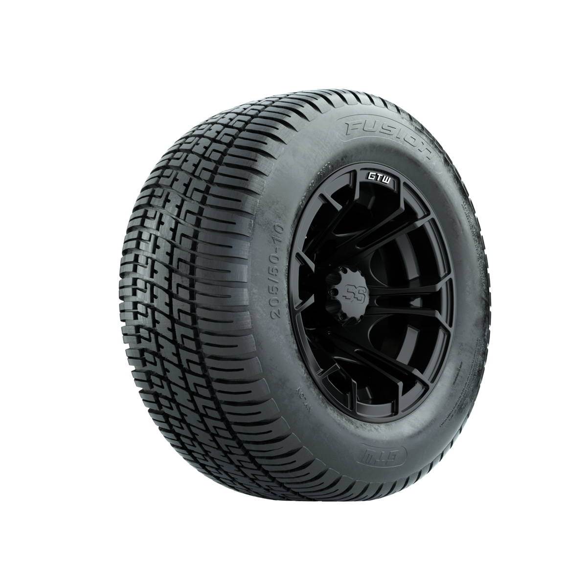GTW Spyder Matte Black 10 in Wheels with 205/50-10 Fusion Street Tires Full Set