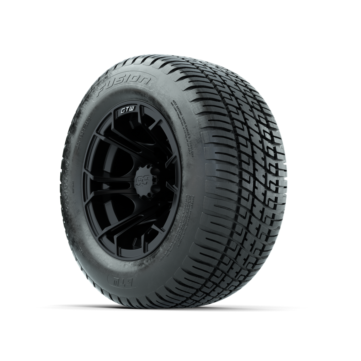GTW Spyder Matte Black 10 in Wheels with 205/50-10 Fusion Street Tires Full Set