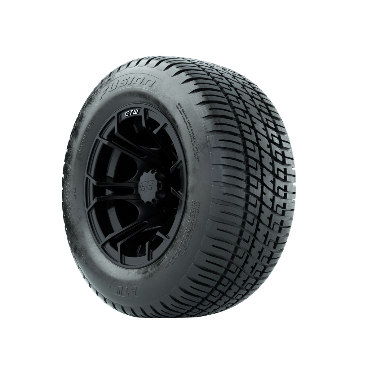 GTW Spyder Matte Black 10 in Wheels with 205/50-10 Fusion Street Tires Full Set