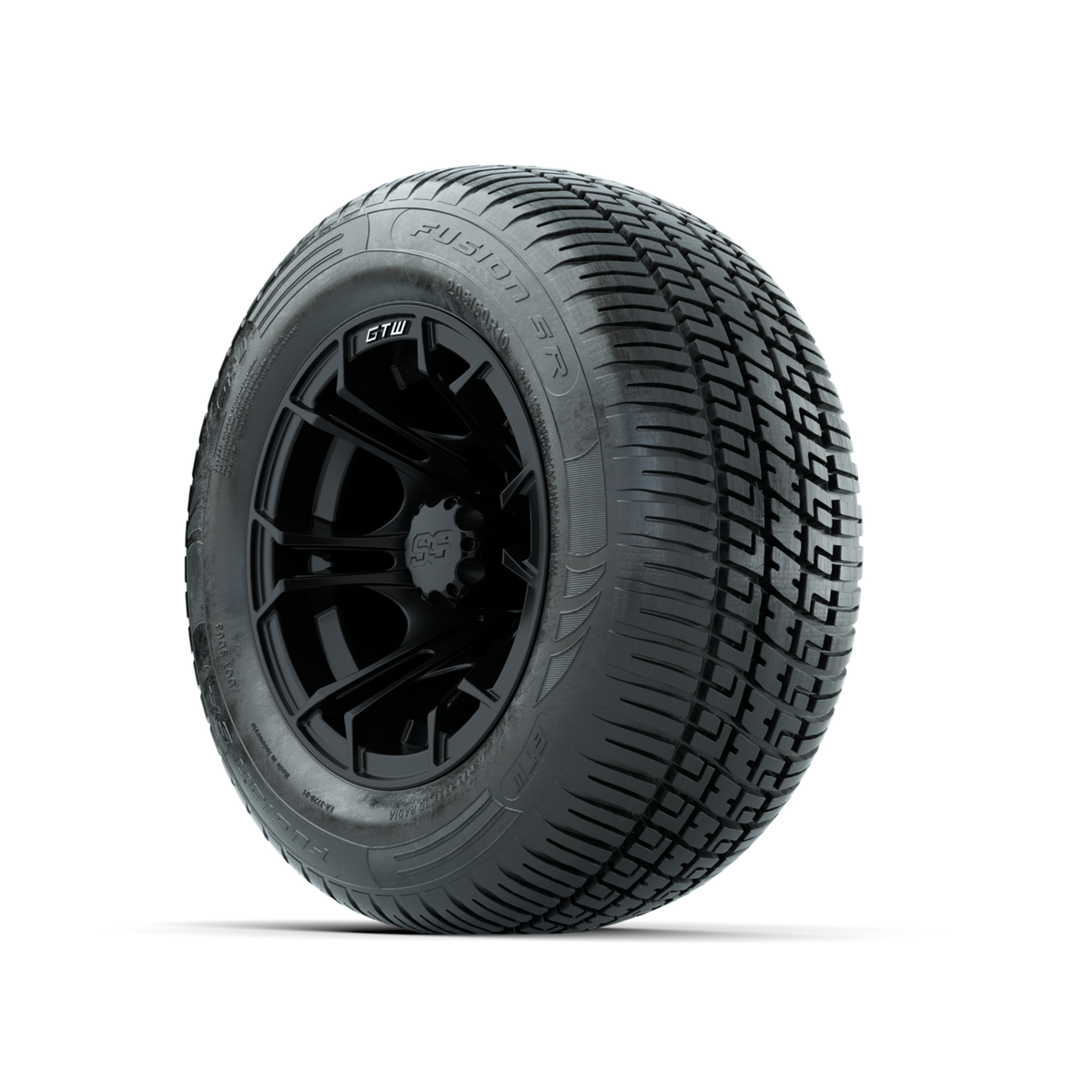 GTW Spyder Matte Black 10 in Wheels with 205/50-10 Fusion SR Steel Belted Radial Tires Full Set