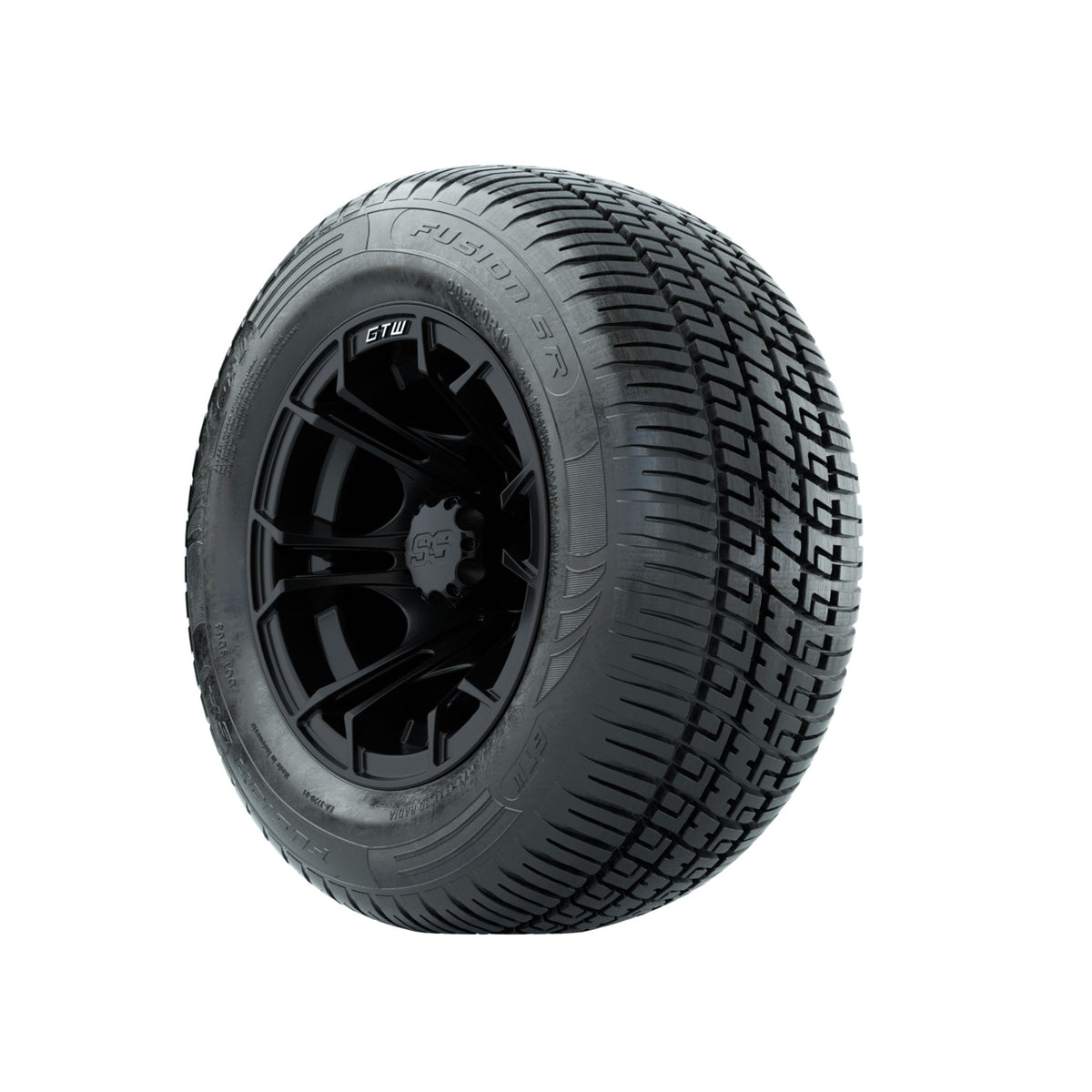 GTW Spyder Matte Black 10 in Wheels with 205/50-10 Fusion SR Steel Belted Radial Tires Full Set
