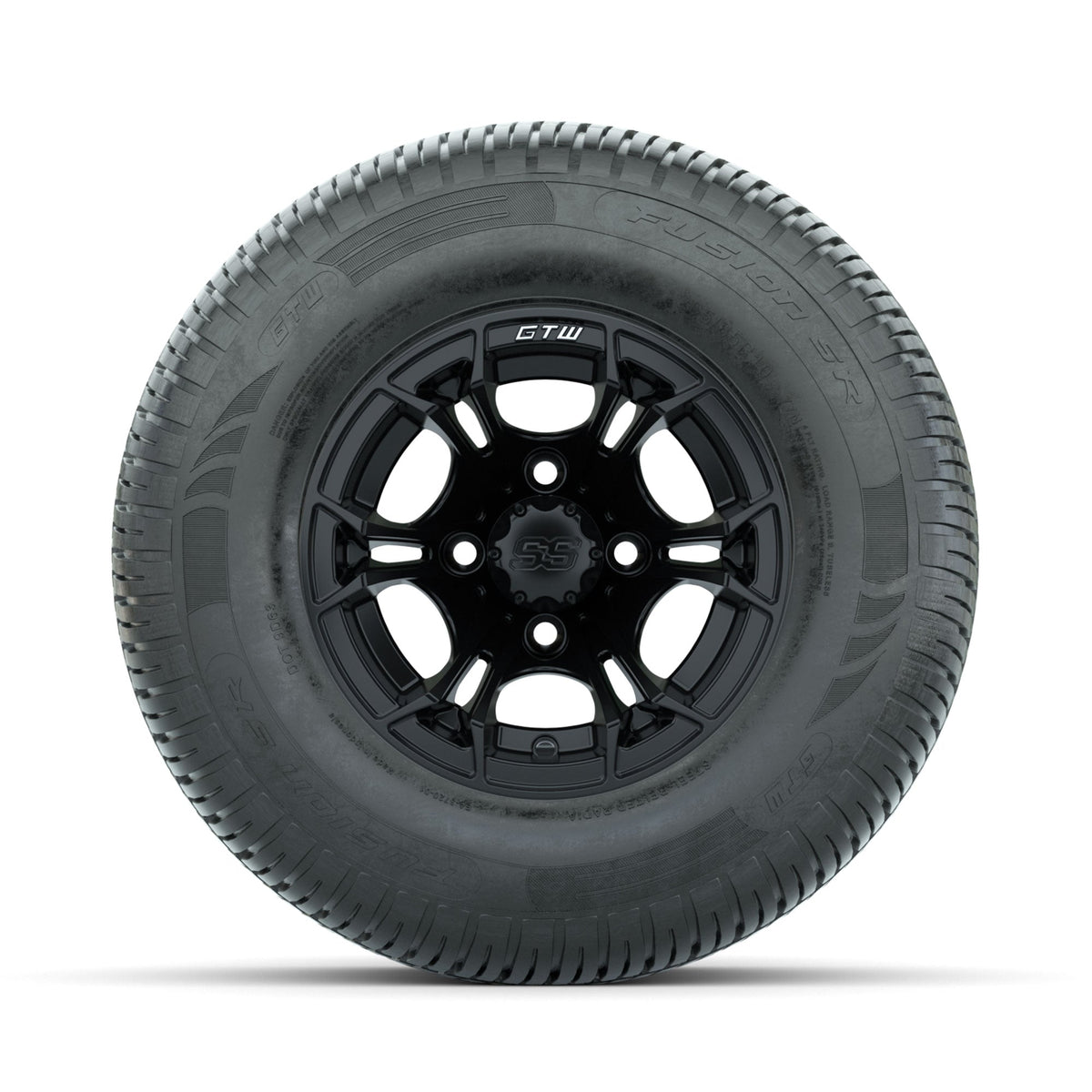 GTW Spyder Matte Black 10 in Wheels with 205/65-R10 Fusion SR Steel Belted Radial Tires Full Set