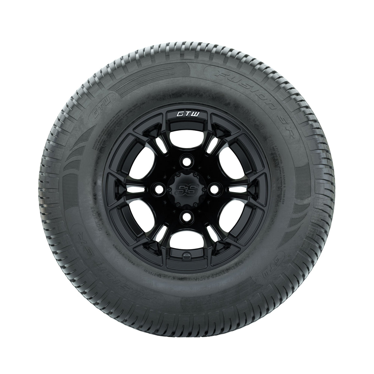 GTW Spyder Matte Black 10 in Wheels with 205/65-R10 Fusion SR Steel Belted Radial Tires Full Set