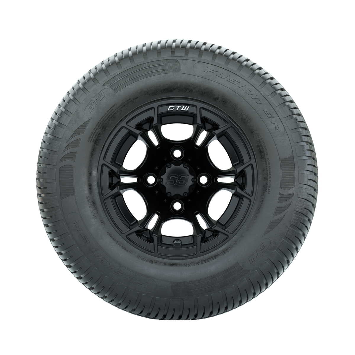 GTW Spyder Matte Black 10 in Wheels with 205/65-R10 Fusion SR Steel Belted Radial Tires Full Set
