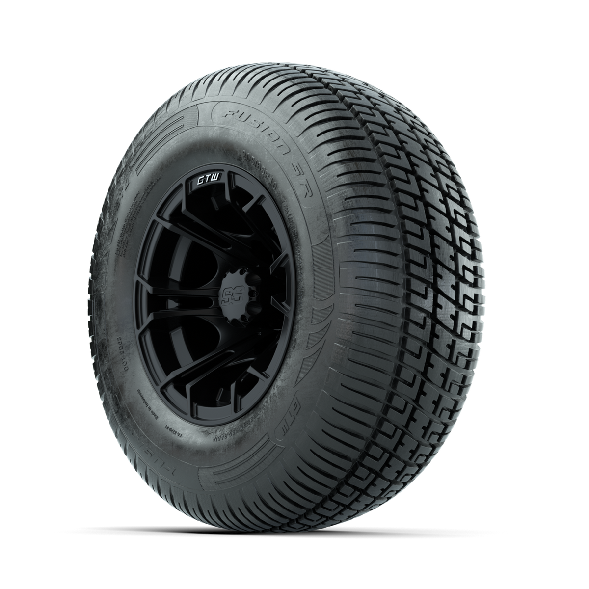 GTW Spyder Matte Black 10 in Wheels with 205/65-R10 Fusion SR Steel Belted Radial Tires Full Set