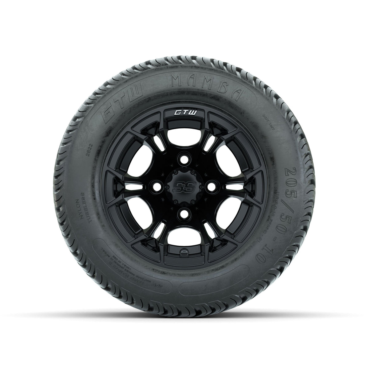 GTW Spyder Matte Black 10 in Wheels with 205/50-10 Mamba Street Tires Full Set