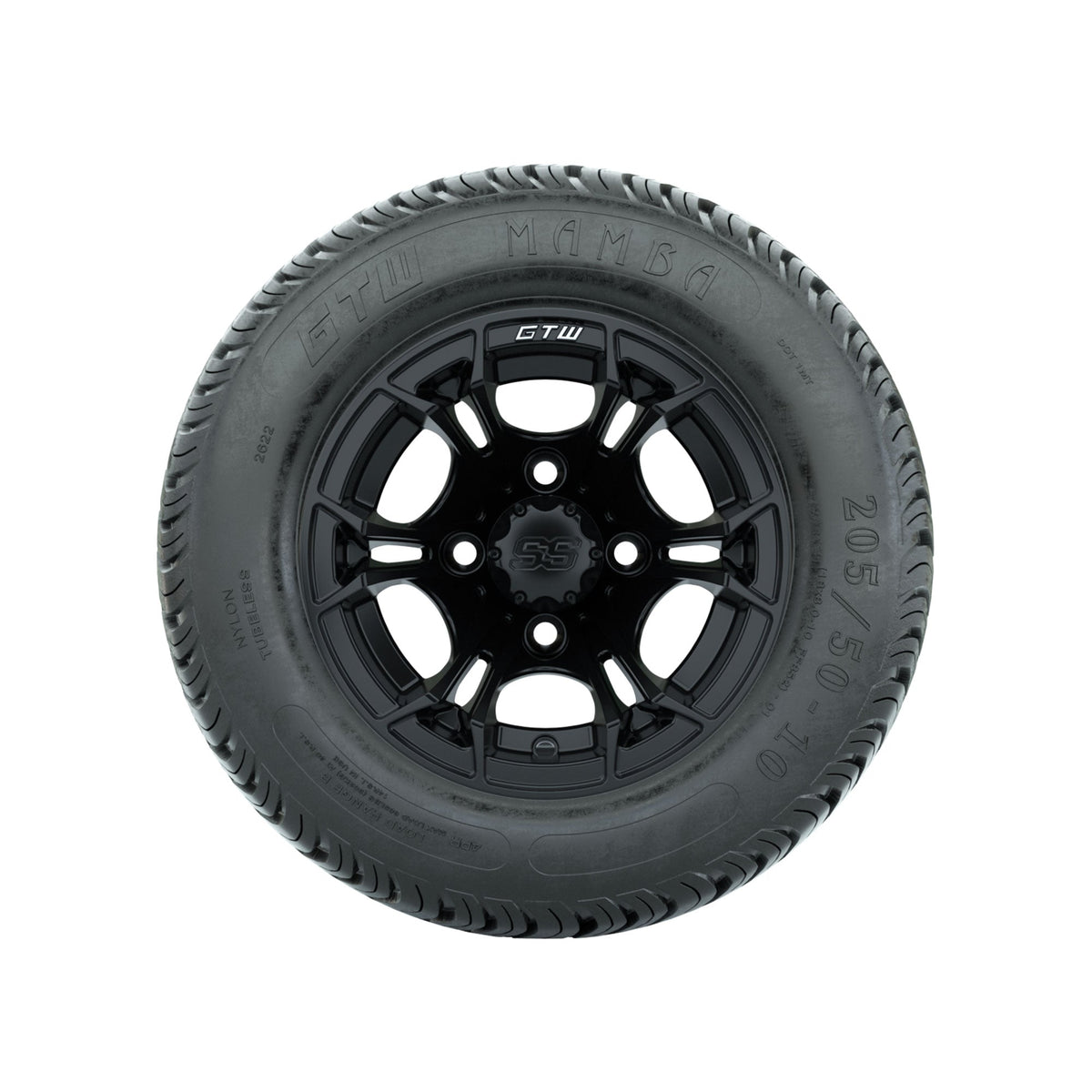 GTW Spyder Matte Black 10 in Wheels with 205/50-10 Mamba Street Tires Full Set