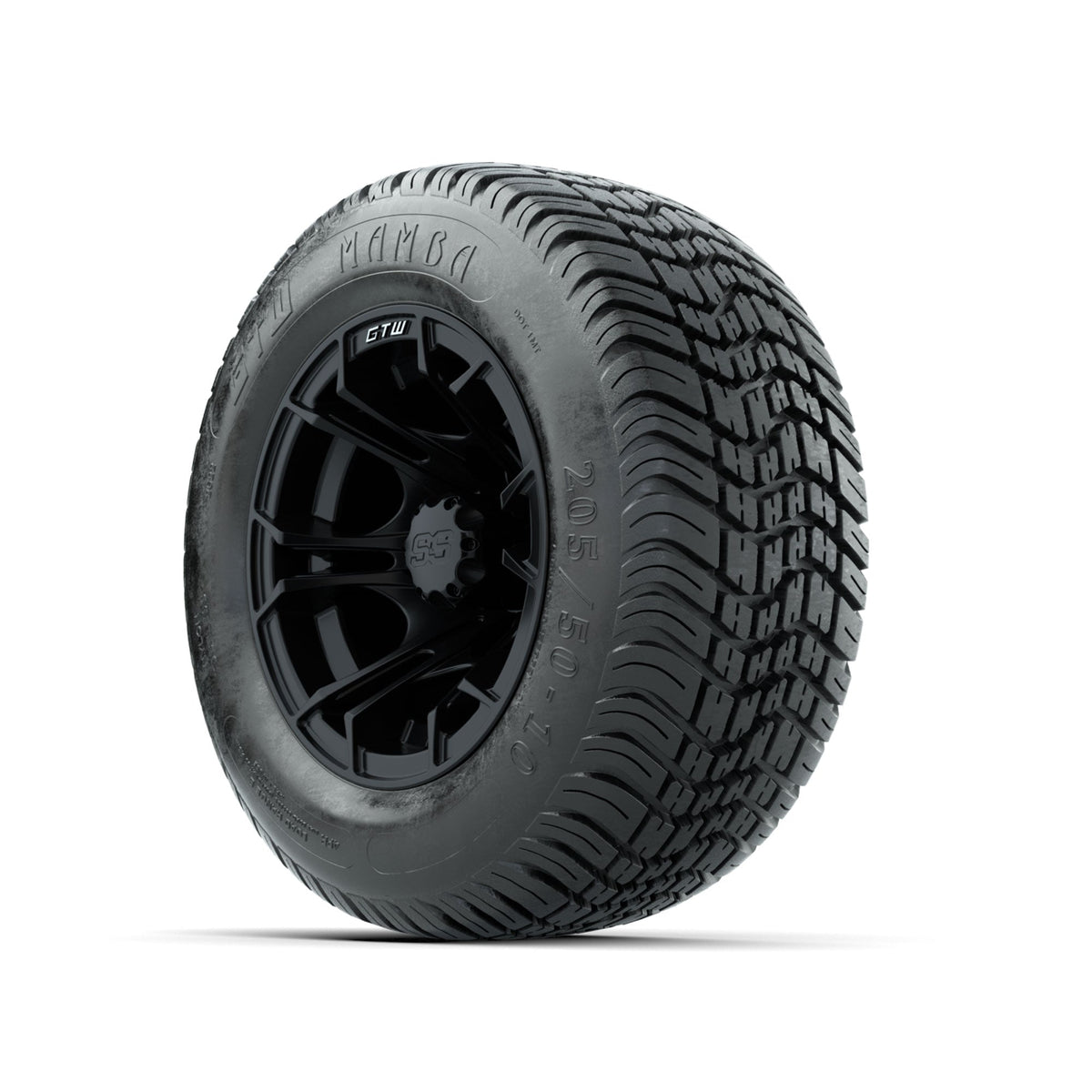 GTW Spyder Matte Black 10 in Wheels with 205/50-10 Mamba Street Tires Full Set