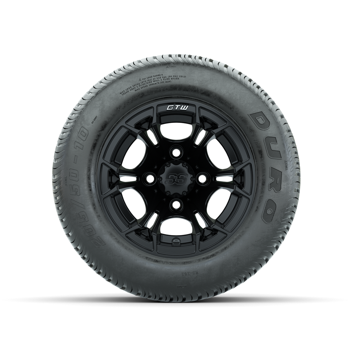 GTW Spyder Matte Black 10 in Wheels with 205/50-10 Duro Low-profile Tires Full Set