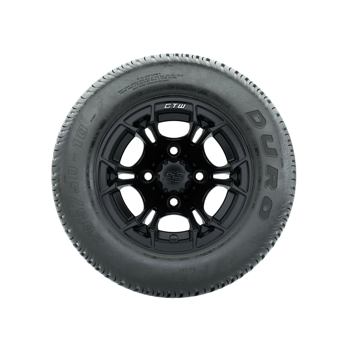 GTW Spyder Matte Black 10 in Wheels with 205/50-10 Duro Low-profile Tires Full Set