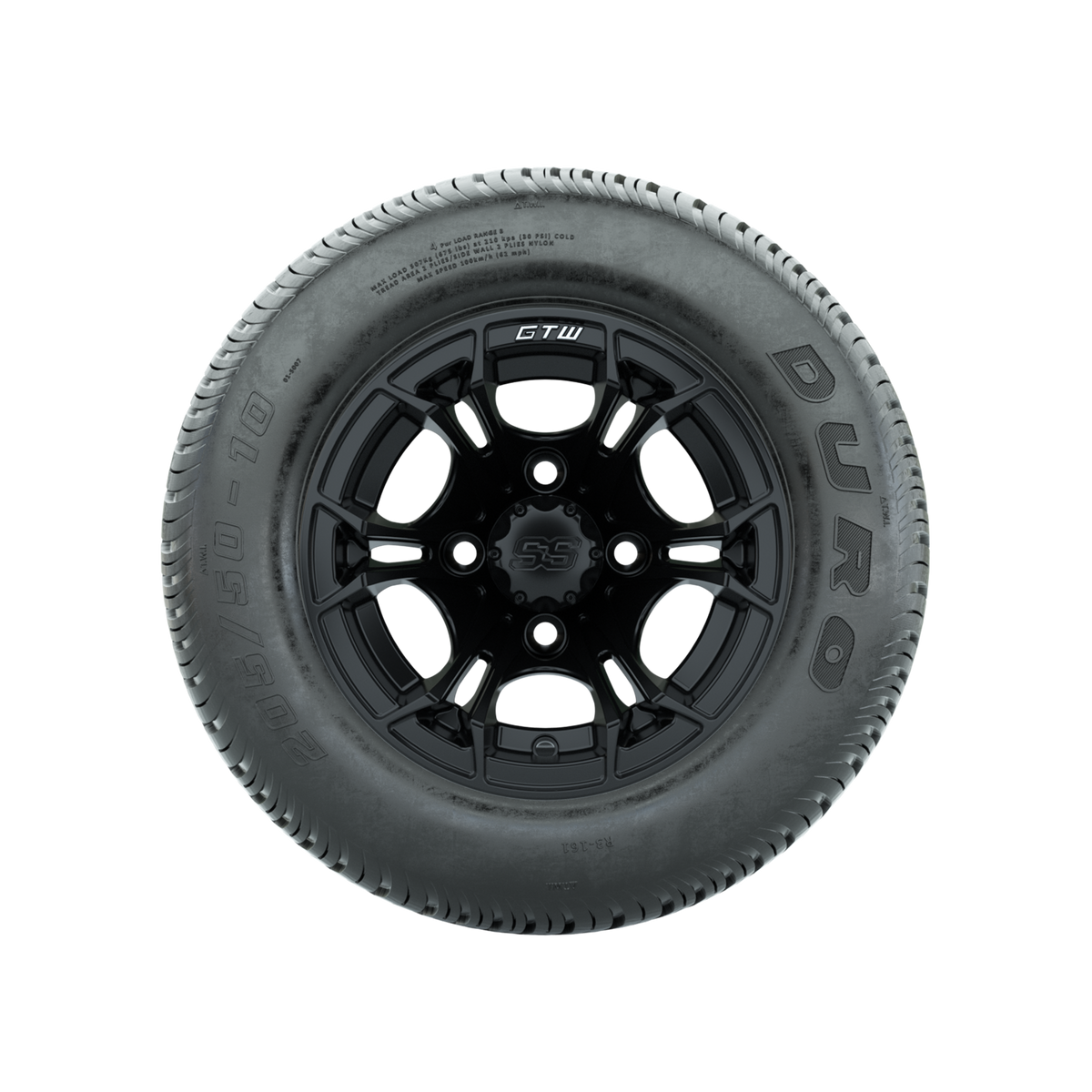 GTW Spyder Matte Black 10 in Wheels with 205/50-10 Duro Low-profile Tires Full Set