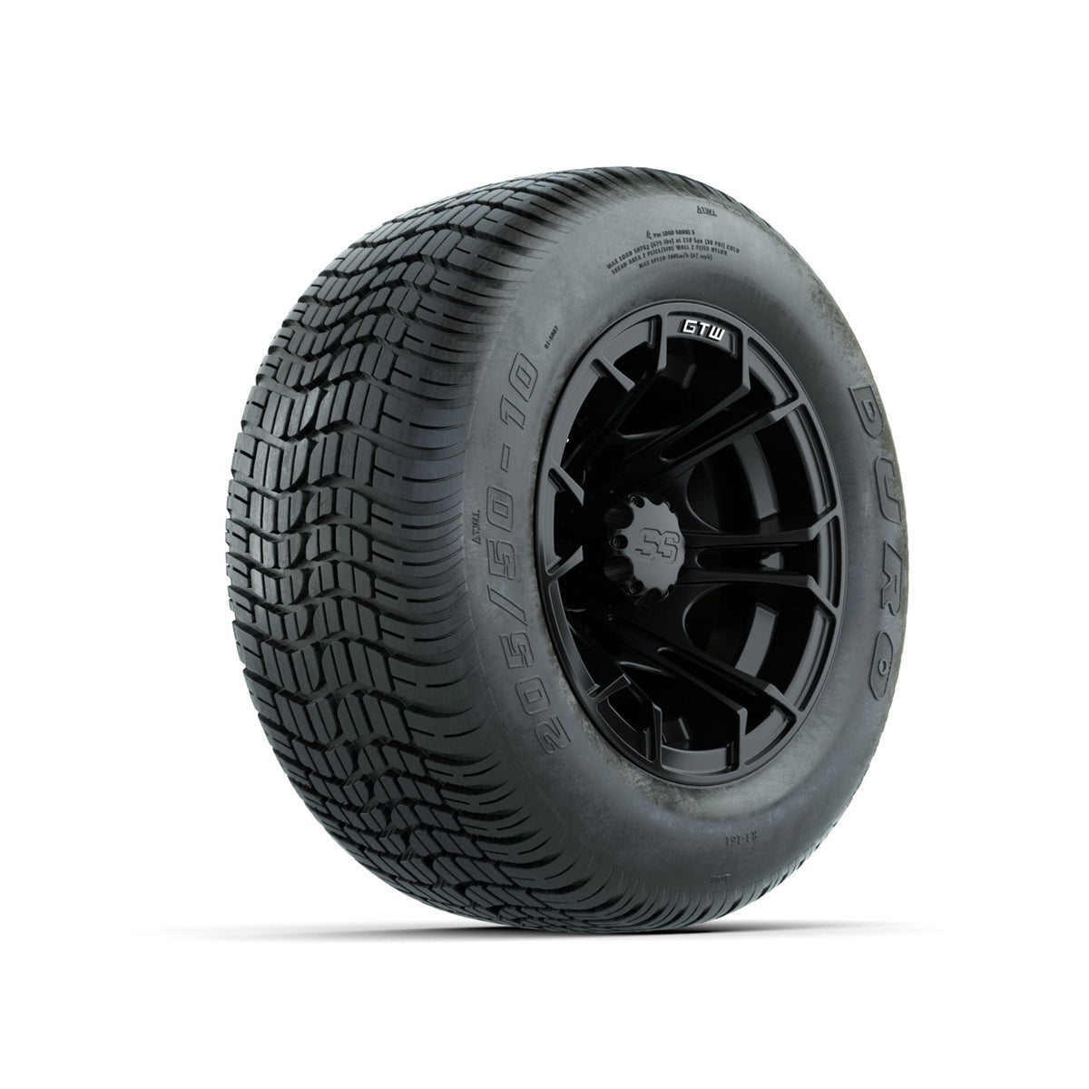 GTW Spyder Matte Black 10 in Wheels with 205/50-10 Duro Low-profile Tires Full Set