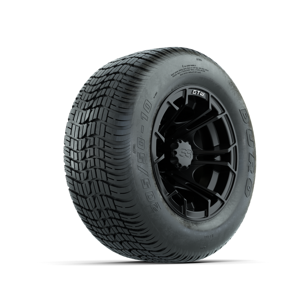 GTW Spyder Matte Black 10 in Wheels with 205/50-10 Duro Low-profile Tires Full Set