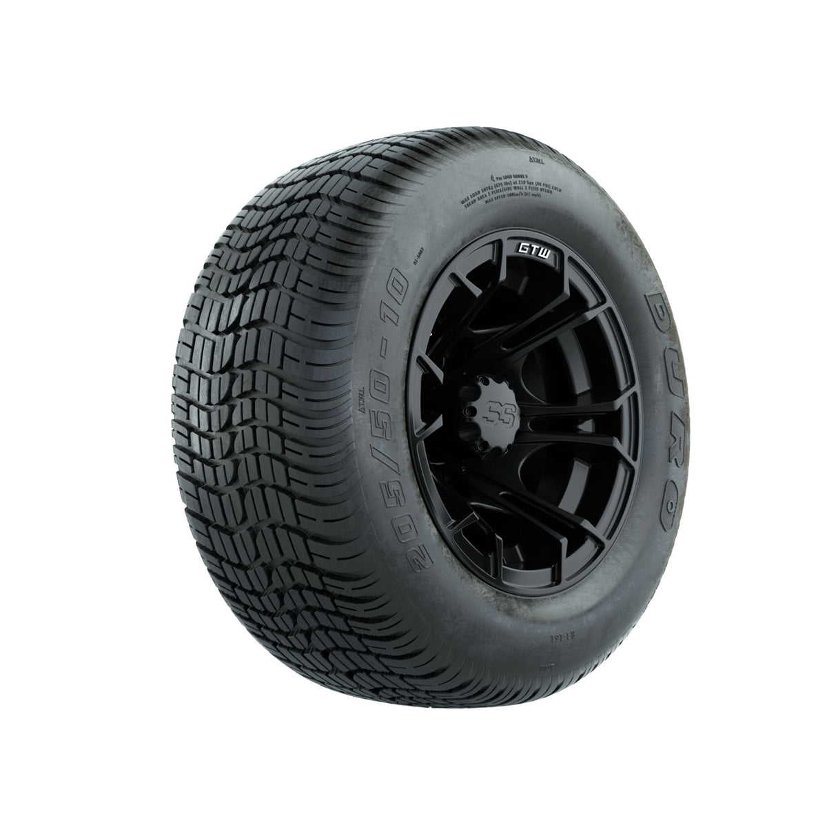GTW Spyder Matte Black 10 in Wheels with 205/50-10 Duro Low-profile Tires Full Set