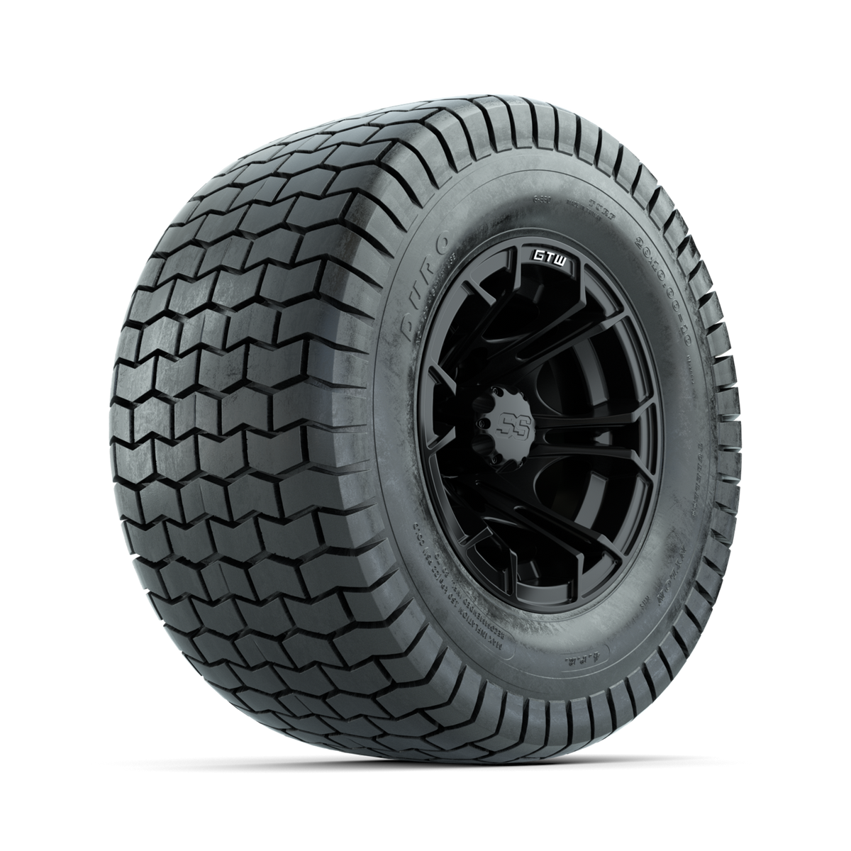 GTW Spyder Matte Black 10 in Wheels with 20x10-10 Duro Soft Street Tires Full Set