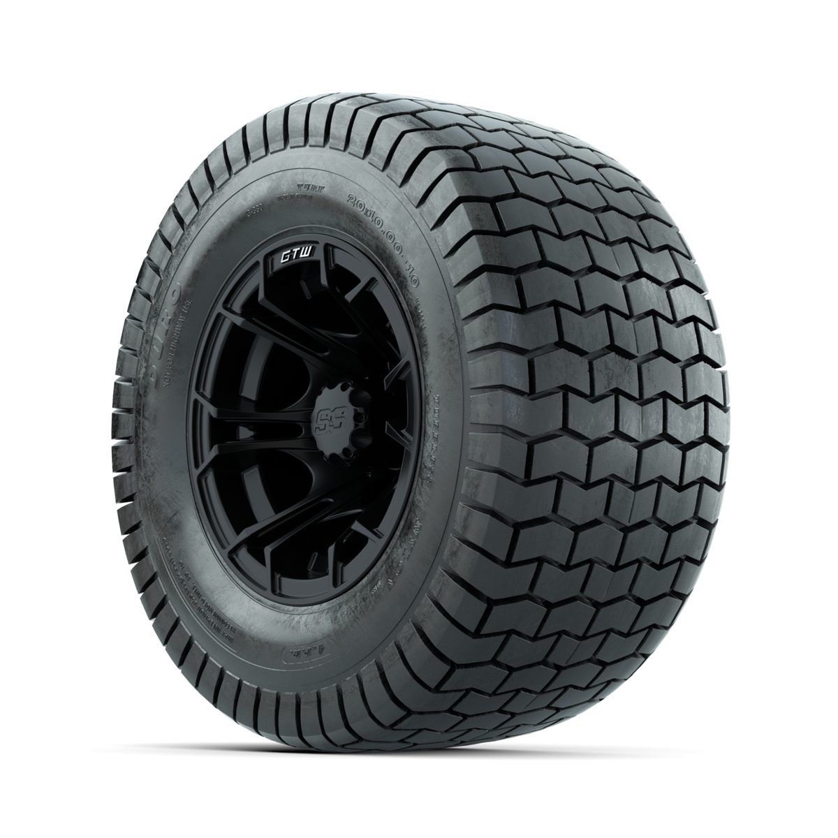 GTW Spyder Matte Black 10 in Wheels with 20x10-10 Duro Soft Street Tires Full Set