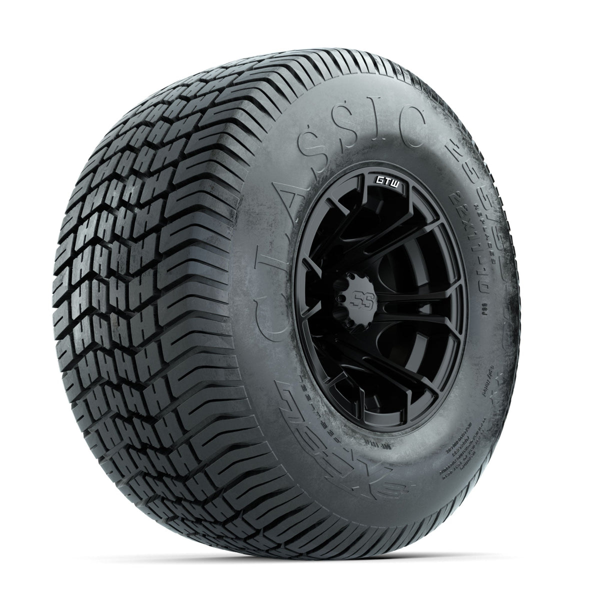GTW Spyder Matte Black 10 in Wheels with 22x11-10 Excel Classic Street Tires Full Set