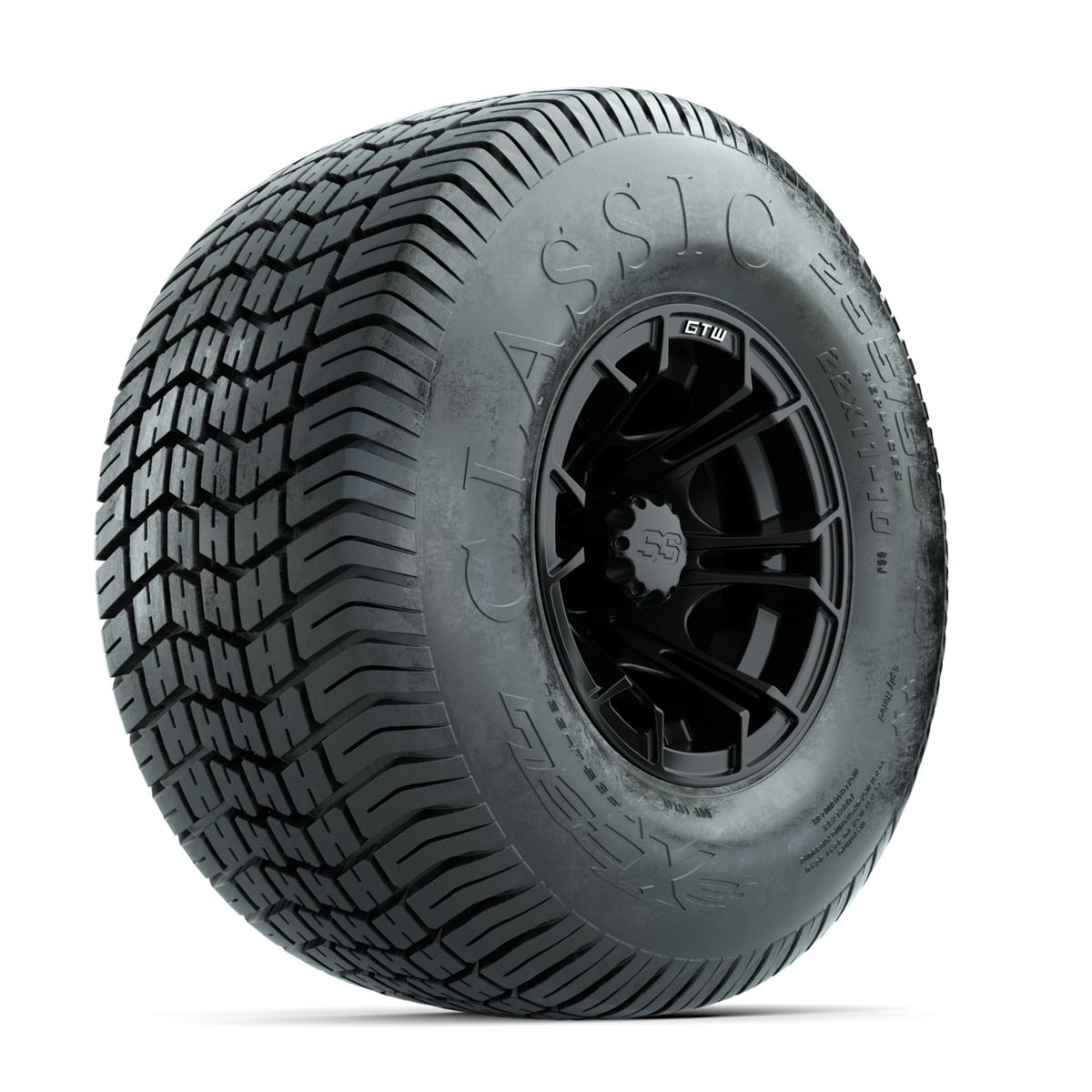 GTW Spyder Matte Black 10 in Wheels with 22x11-10 Excel Classic Street Tires Full Set