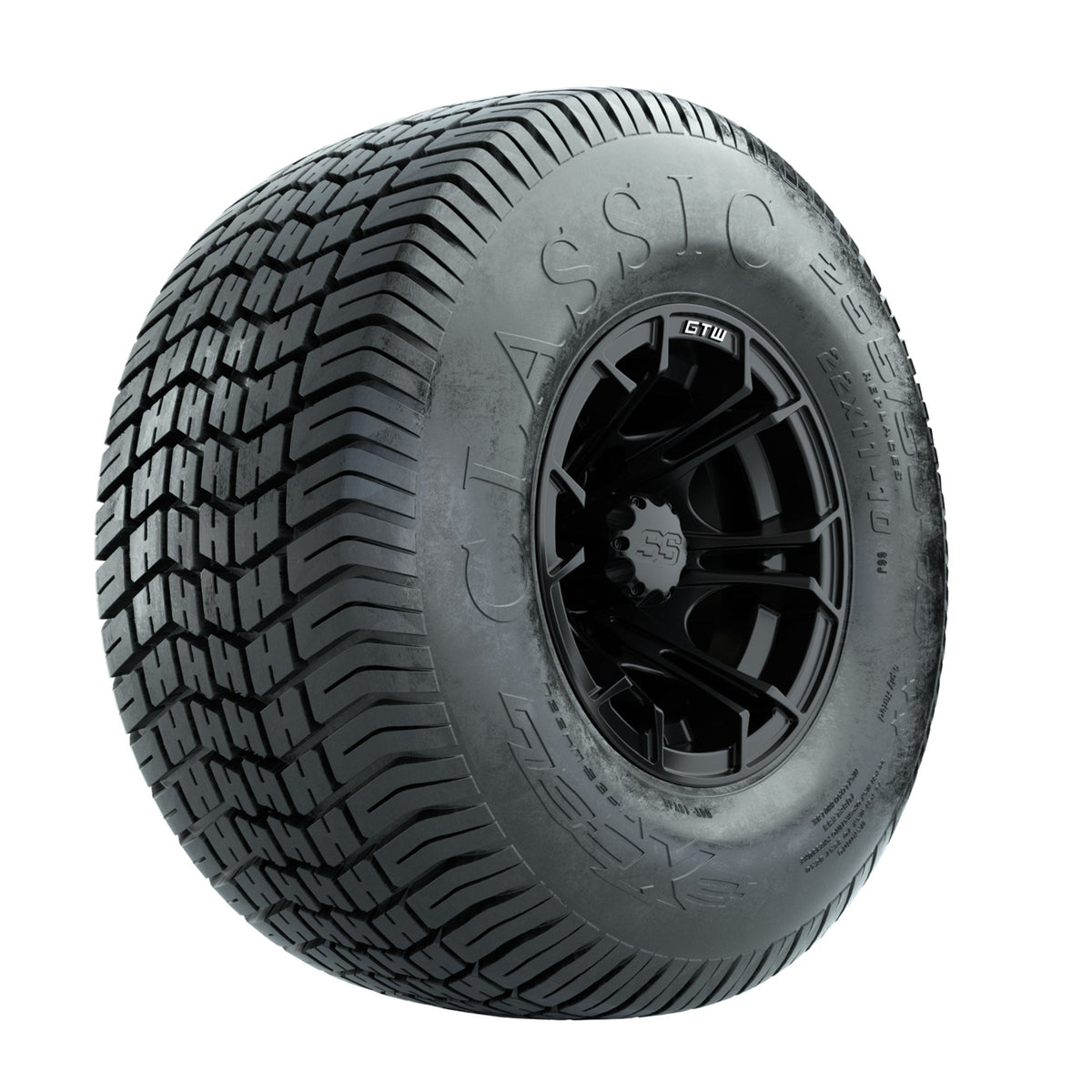 GTW Spyder Matte Black 10 in Wheels with 22x11-10 Excel Classic Street Tires Full Set